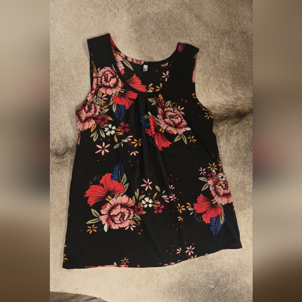 Zeagoo Black Skirt with Floral Pattern